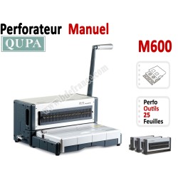 Perforateur Horizontal manuel - Perforation 25 feuilles A4 M600 QUPA  Machine à relier par anneaux