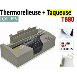 Relieur Thermique + Taqueuse - Capacité de reliure : 390 feuilles TB80 QUPA  N°1 Thermorelieur par couverture Pré-encollée