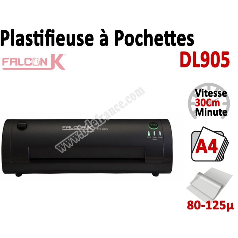 Plastifieuse à Pochettes A4 Eco - Plastifier : 80/100/125µ DL905 FALCONK N°1 Plastifieuse à pochette de bureau Plastifieuse à Pochettes A4 Eco - Plastifier : 80/100/125µ DL905 FALCONK N°1 Plastifieuse à pochette de bureau