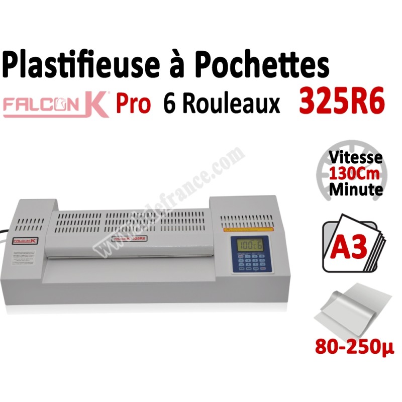 Plastifieuse à Pochettes A3 Pro - 6 Rouleaux 335R6FK FALCONK N°2 Plastifieuse à pochette Pro Plastifieuse à Pochettes A3 Pro - 6 Rouleaux 335R6FK FALCONK N°2 Plastifieuse à pochette Pro