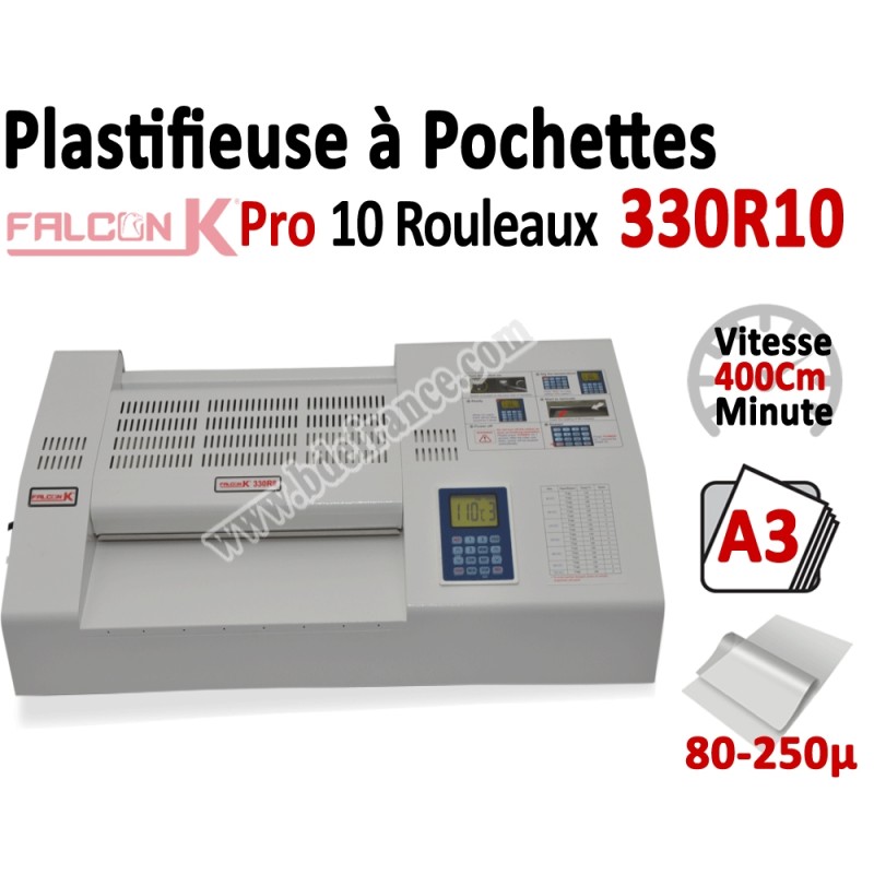Plastifieuse à Pochettes A3 Pro - 10 Rouleaux 330R10 FALCONK Machine à Plastifier Plastifieuse à Pochettes A3 Pro - 10 Rouleaux 330R10 FALCONK Machine à Plastifier