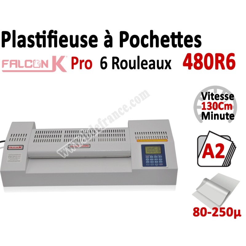 Plastifieuse à Pochettes A2 Pro - 6 Rouleaux 490R6FK FALCONK Machine à Plastifier Plastifieuse à Pochettes A2 Pro - 6 Rouleaux 490R6FK FALCONK Machine à Plastifier