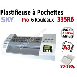 Plastifieuse à Pochettes A3 Pro - 6 Rouleaux 335R6 SKY Machine à Plastifier