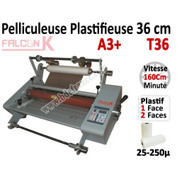 Pelliculeuse et Plastifieuse en Continu - 36 cm A3 Vitesse : 160 cm/mn, 25-250µ T36 FALCONK Machine à Plastifier