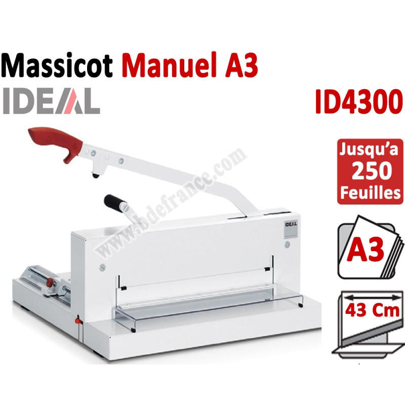 Longueur de coupe: 430 mm - Capacité de coupe: 20 mm ID4300 IDEAL N°1 Massicots Longueur de coupe: 430 mm - Capacité de coupe: 20 mm ID4300 IDEAL N°1 Massicots