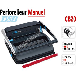 Perforelieur Manuel 20 Pages A4 - Anneaux Plastiques,Relier 450 feuilles CB20 DSB N°1 Machines à relier anneaux plastiques
