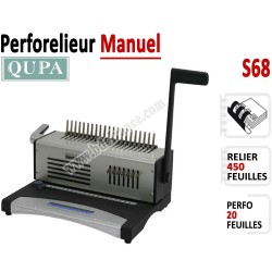 Perforelieur Manuel 20 Pages A4 - Anneaux Plastiques,Relier 450 feuilles S68 QUPA  Machine à relier par anneaux