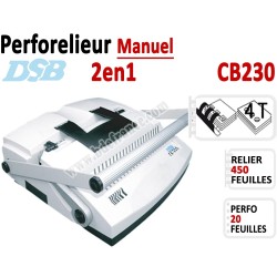 Perforelieur Manuel 20 feuilles A4 - Anneaux Plastique & 4 Trous Classeur CB230 DSB N°1 Machines à relier anneaux plastiques