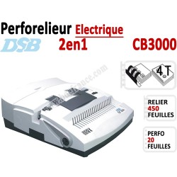 Perforelieur Electrique 20 feuilles A4 - Anneaux Plastique & 4 Trous Classeur CB3000 DSB N°1 Machines à relier anneaux plasti...