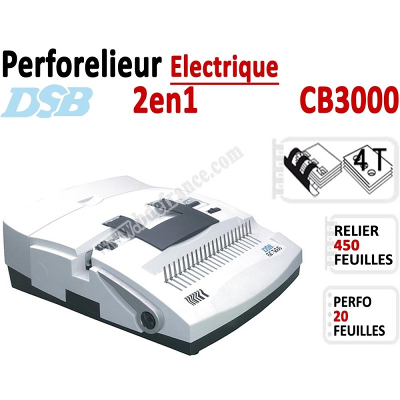 Perforelieur Electrique 20 feuilles A4 - Anneaux Plastique & 4 Trous Classeur CB3000 DSB N°1 Machines à relier anneaux plasti... Perforelieur Electrique 20 feuilles A4 - Anneaux Plastique & 4 Trous Classeur CB3000 DSB N°1 Machines à relier anneaux plasti...