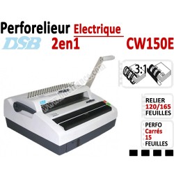 Perforelieur Electrique 15 feuilles A4 - Anneaux Plastique & 3:1 Métalliques CW150E DSB Machine à relier par anneaux