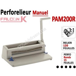 Perforelieur 3:1 manuel 15 pages - Relier 120 feuilles A4,Perforation Rond PAM200R FALCONK Machine à relier par anneaux