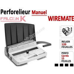 Perforelieur 3:1 manuel 15 pages - Relier 120 feuilles A4,Perforation Carré WIREMATE FALCONK Machine à relier par anneaux
