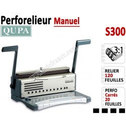 Perforelieur 3:1 manuel 20 pages - Relier 120 feuilles A4,Perforation Carré S300 QUPA  Perforelieuses manuelles anneaux métal...