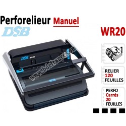 Perforelieur 3:1 manuel 20 pages - Relier 120 feuilles A4,Perforation Carré WR20 DSB N°2 Machines à relier anneaux métalliques