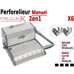 Perforelieur 3:1 & 2:1 manuel 25 pages - Relier 250 feuilles A4,Perforation Carré X6 FALCONK Machine à relier par anneaux