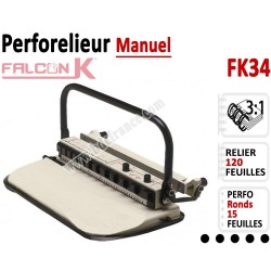 Perforelieur 3:1 manuel 15 pages - Relier 120 feuilles A4,Perforation Rond FK34 FALCONK Machine à relier par anneaux