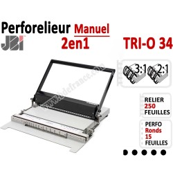 Perforelieur 3:1 & 2:1 manuel 15 pages - Relier 250 feuilles A4,Perforation Rond TRI-O 34 JBI Machine à relier par anneaux