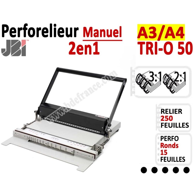 Perforelieur 3:1 manuel 15 pages - Relier 120 feuilles A3,Perforation Rond TRI-O 50 JBI Machine à relier par anneaux Perforelieur 3:1 manuel 15 pages - Relier 120 feuilles A3,Perforation Rond TRI-O 50 JBI Machine à relier par anneaux