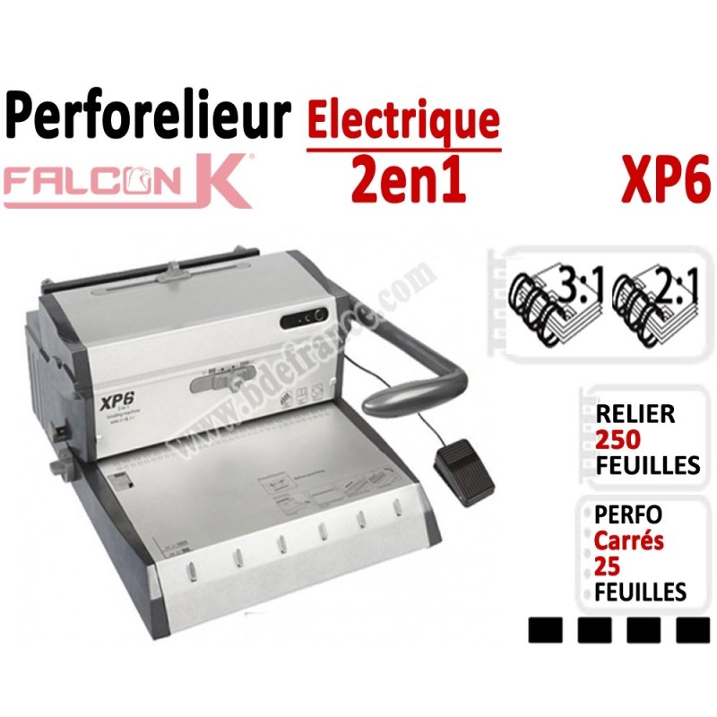 Perforelieur électrique 25 feuilles A4 - Anneaux Métalliques 3:1 & 2:1 XP6 FALCONK Machine à relier par anneaux Perforelieur électrique 25 feuilles A4 - Anneaux Métalliques 3:1 & 2:1 XP6 FALCONK Machine à relier par anneaux