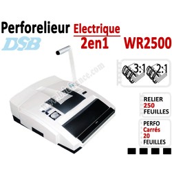 Perforelieur électrique 20 feuilles A4 - Anneaux Métalliques 3:1 & 2:1 WR2500 DSB Machine à relier par anneaux