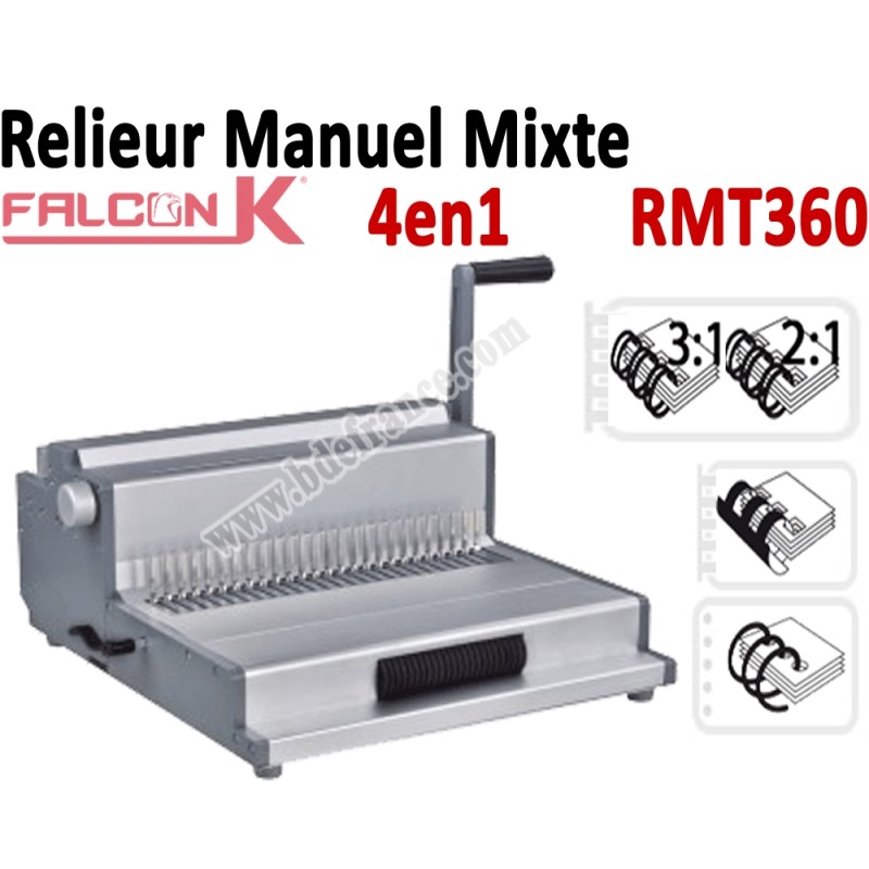 Relieur Manuel Plastique / Metal/ Coil - Relier jusqu'a 450 Feuilles RMT360 FALCONK Machine à relier par anneaux Relieur Manuel Plastique / Metal/ Coil - Relier jusqu'a 450 Feuilles RMT360 FALCONK Machine à relier par anneaux