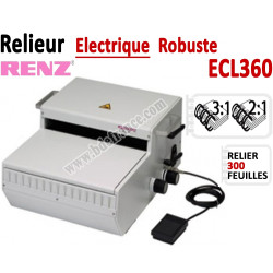 Relieur Electrique Metal 3:1 & 2:1 - Relier jusqu'au 300 feuilles. ECL360. RENZ Machine à relier par anneaux