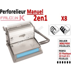 Perforelieur 20 feuilles Plastique - Perforer 10 feuilles Coil 4:1 Oblong X8 FALCONK Machine à relier par anneaux