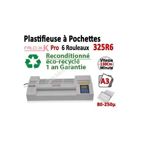 Plastifieuse à Pochettes A3 Pro - 6 Rouleaux reconditionné 325R6OCCAS FALCONK Machine à Plastifier