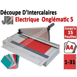 Découpe d'intercalaire 31 Touches - Capacité de coupe : 15 feuilles 29,7 Cm ON5 JBI N°6 Découpes d'Onglets