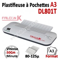 Plastifieuse à Pochettes A3 TURBO - Plastifier : 80 /100/125µ DL801T FALCONK Machine à Plastifier