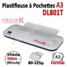 Plastifieuse à Pochettes A3 TURBO - Plastifier : 80 /100/125µ DL801T FALCONK Machine à Plastifier