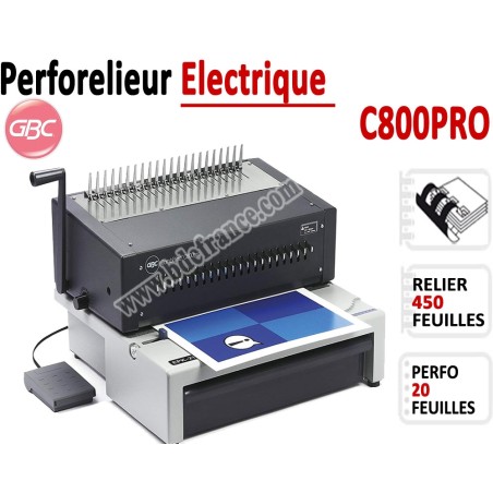 Perforelieur Electrique 20 Pages GBC - Anneaux Plastiques,Relier 450 feuilles C800PRO GBC Perforelieuses électrique anneaux p...