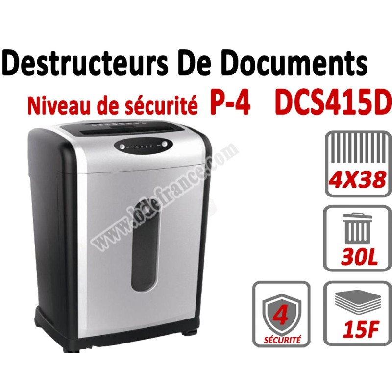 Destructeur Coisée 4 x 38mm - Jusqu'à 15 feuilles Vitese 1.8 m/mn DSC415D FALCONK Coupe croisée Destructeur Coisée 4 x 38mm - Jusqu'à 15 feuilles Vitese 1.8 m/mn DSC415D FALCONK Coupe croisée