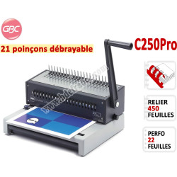 Perforelieur Manuel 22 Pages A4 GBC - Anneaux Plastiques,Relier 450 feuilles C250PRO GBC Perforelieuses manuelles anneaux pla...