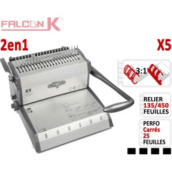 Perforelieur Manuel 25 feuilles A4 - Anneaux Plastique & 3:1 Métalliques X5 FALCONK N°3 Perforelieur Multifonctions