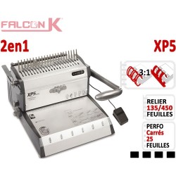 Perforelieur Electrique 25 feuilles A4 -Anneaux Plastique & 3:1 Métalliques XP5 FALCONK Machine à relier par anneaux