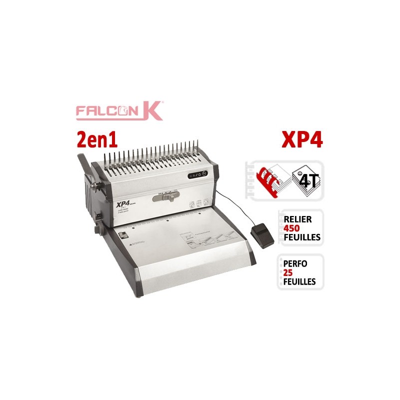 Perforelieur Electrique 25 feuilles A4 - Anneaux Plastique & 4 Trous Classeur XP4 FALCONK Machine à relier par anneaux Perforelieur Electrique 25 feuilles A4 - Anneaux Plastique & 4 Trous Classeur XP4 FALCONK Machine à relier par anneaux