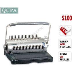 Perforelieur Manuel 20 Pages A4 - Anneaux Plastiques,Relier 450 feuilles S100 QUPA  Machine à relier par anneaux