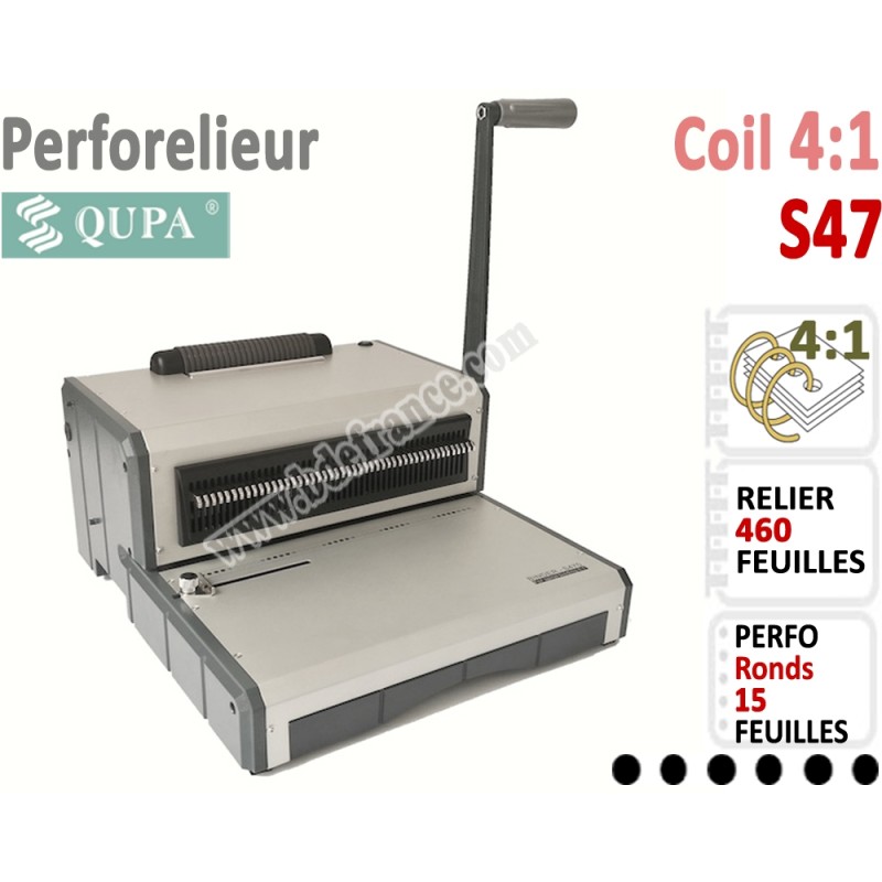 Perforelieur 4:1 Manuel 15 pages A4 -Reliure Coil 4:1 Trous Ronds S47 QUPA N°4 Perforelieur Spirale Coil Perforelieur 4:1 Manuel 15 pages A4 -Reliure Coil 4:1 Trous Ronds S47 QUPA N°4 Perforelieur Spirale Coil