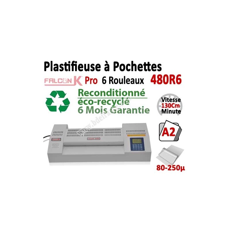 Plastifieuse à Pochettes A2 Pro - 6 Rouleaux reconditionné 480R6OCCA FALCONK Machine à Plastifier Plastifieuse à Pochettes A2 Pro - 6 Rouleaux reconditionné 480R6OCCA FALCONK Machine à Plastifier