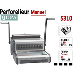 Perforelieur 3:1 manuel 25 pages - Relier 120 feuilles A4,Perforation Carré S310 QUPA  Machine à relier par anneaux