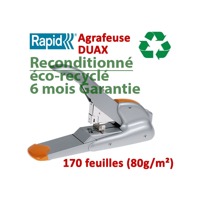 Agrafe jusqu'à 170 feuilles - 2-170 feuilles reconditionné DUAXOCCASION RAPID Façonnage Plieuse Agrafeuse Raineuse Microperfo... Agrafe jusqu'à 170 feuilles - 2-170 feuilles reconditionné DUAXOCCASION RAPID Façonnage Plieuse Agrafeuse Raineuse Microperfo...