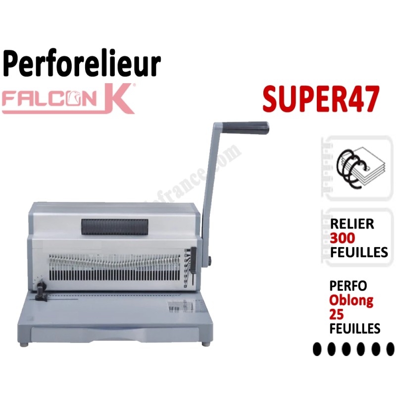 Perforelieur 4:1 Manuel 25 pages A4 -Reliure Coil 4:1 Trous Oblongs SUPER47 FALCONK Machine à relier par anneaux Perforelieur 4:1 Manuel 25 pages A4 -Reliure Coil 4:1 Trous Oblongs SUPER47 FALCONK Machine à relier par anneaux