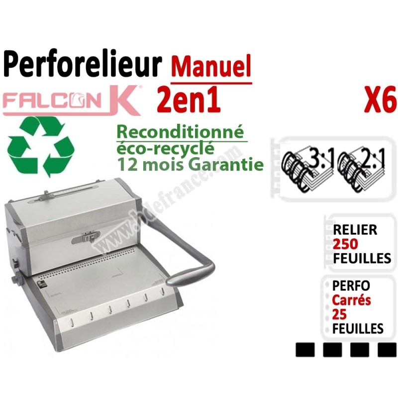 Perforelieur 3:1 & 2:1 manuel 25 pages - Relier 250 feuilles A4,OCCASION X6OCCASION FALCONK Machine à relier par anneaux Perforelieur 3:1 & 2:1 manuel 25 pages - Relier 250 feuilles A4,OCCASION X6OCCASION FALCONK Machine à relier par anneaux