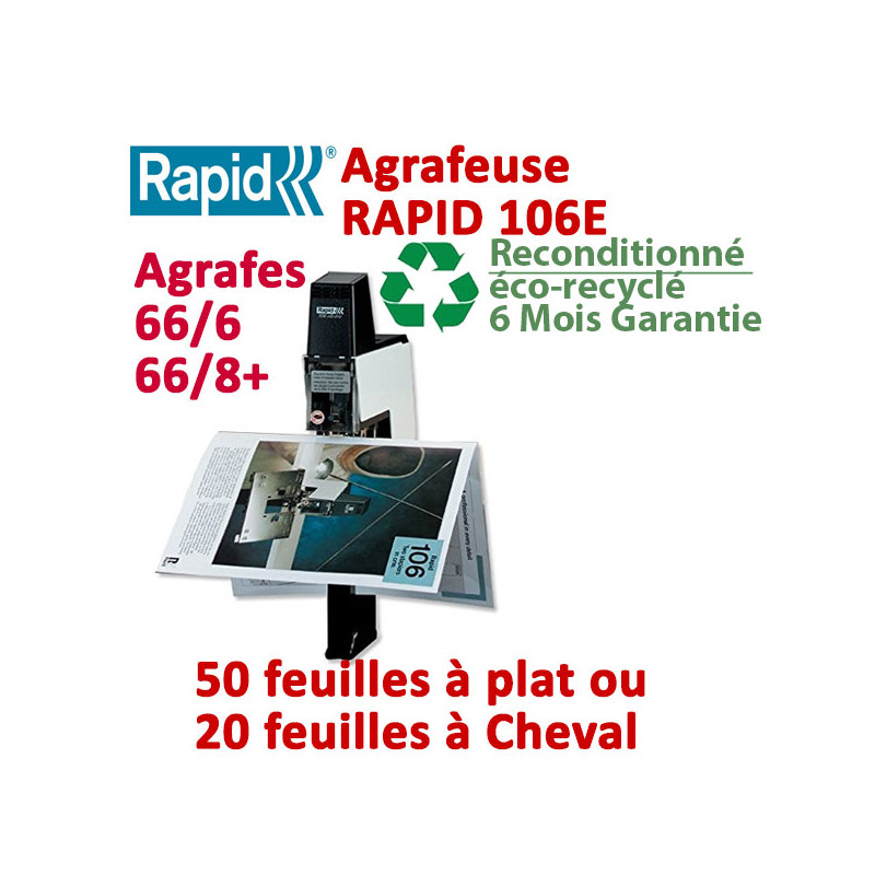 Agrafeuse à plat électrique - A plat 50 feuilles à Cheval 20 feuilles reconditionné RAPID106OCCASION RAPID Accueil Agrafeuse à plat électrique - A plat 50 feuilles à Cheval 20 feuilles reconditionné RAPID106OCCASION RAPID Accueil