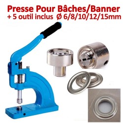 Presse Pour Bâches /Banner - 5 outils inclus de Ø 6/8/10/12/15mm T3 FALCONK Presse Pour Bâches