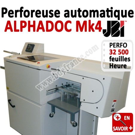 Perforation automatique A4 - 32 500 feuilles/heure ALPHADOC JBI Machine à relier par anneaux